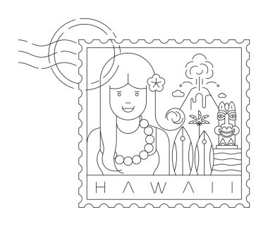 Hawaii vektör damgası illüstrasyon simgesi.