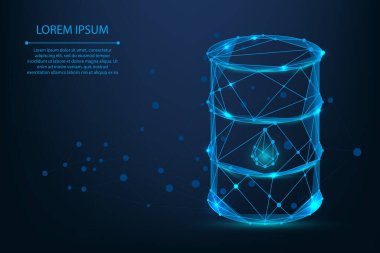 Abstract mesh line and point oil barrel . Low poly oil industry. Polygonal vector futuristic illustration