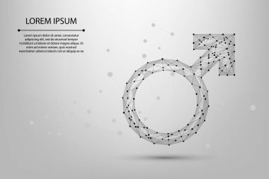Abstract mesh line and point male symbols. Low poly wireframe sex concept. Polygonal vector futuristic illustration