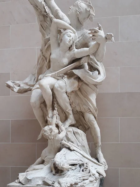 Perseus Och Andromeda Marmorstaty Muse Louvre Paris — Stockfoto