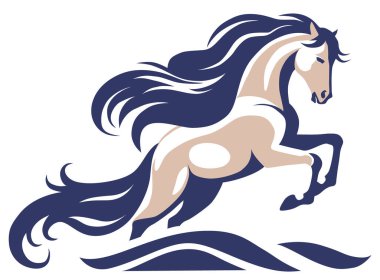 Dalgaların üzerinden düz bir şekilde geçen at