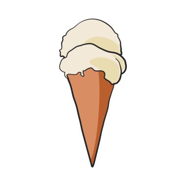 Ice cream or gelati in waffle cone illustration
