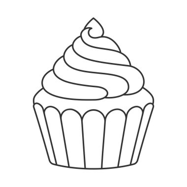 Cupcake with frosting outline vector 