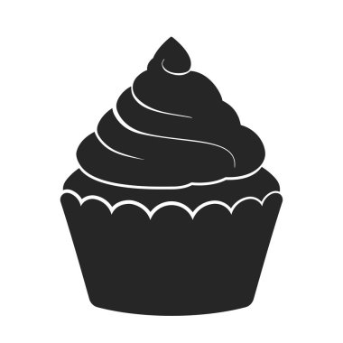 Cupcake with frosting in black fill vector 