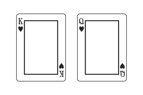 King Queen Hearts Pár Játék Kártyák Mint Képkeret Beállítva Vázlatos — Stock Vector