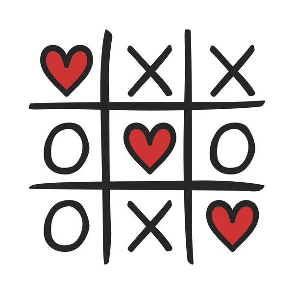 Tic Tac Toe Naughts Crosses Game Hearts Concept Love Vector — Stock Vector