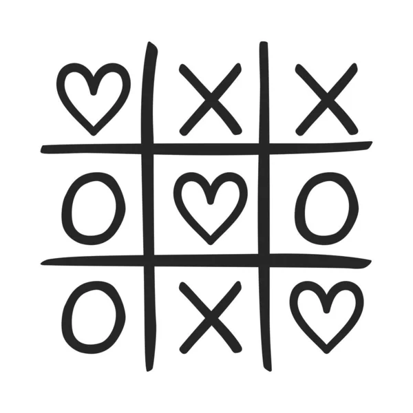 Tic Tac Toe Naughts Crosses Game Hearts Love Vector Illustration — 스톡 벡터