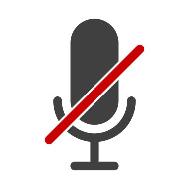 Vektör içinde mikrofon boyunca çizgi ile simge simgesini sessize al