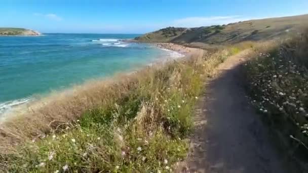 Nagranie Krajobrazu Spaceru Kings Beach Szlaku Heysen Półwyspie Fleurieu Australii — Wideo stockowe