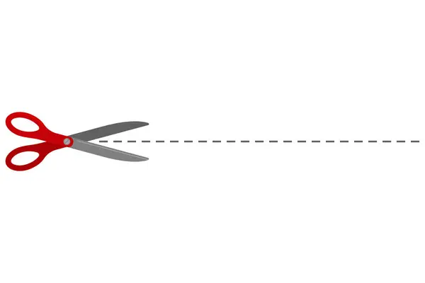 Красные Ножницы Пунктирная Векторная Иллюстрация — стоковый вектор