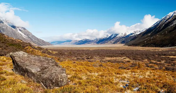 Widoki Alpy Południowe Doliny Wyspie Południowej Nowej Zelandii — Zdjęcie stockowe