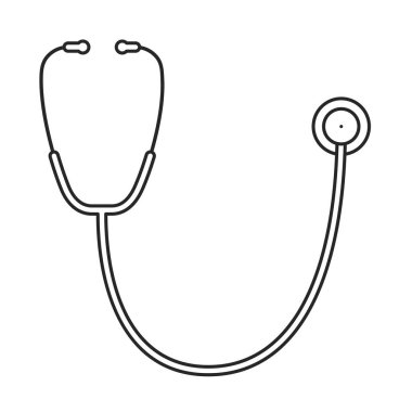 Doktor veya hemşire için stetoskop ana hatlı vektör simgesi olarak U şeklinde