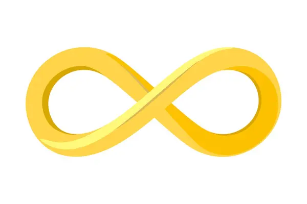 3Dゴールドベクトルの無限のシンボルまたは永遠のループ — ストックベクタ