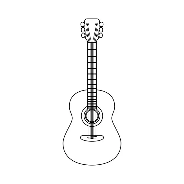 Uma Guitarra Acústica Clássica Frente Linha Arte Vetor Estilo —  Vetores de Stock