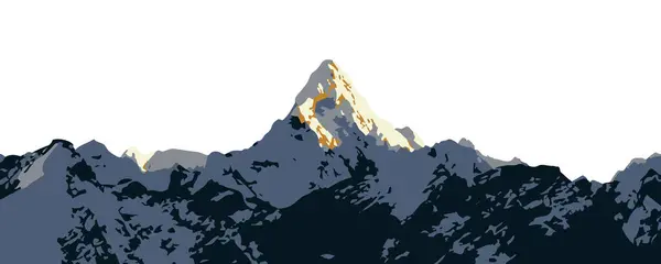 在通往尼泊尔喜马拉雅山珠穆朗玛峰基地营地的长途跋涉中 雪峰上的Ama Dablam以矢量风格出现 空中有复制空间 — 图库矢量图片#