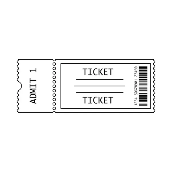 Ticket Genérico Com Stub Para Admissão Geral Evento Linha Arte —  Vetores de Stock