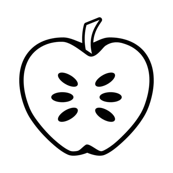 Jablko Nakrájené Polovinu Stylu Vektoru — Stockový vektor