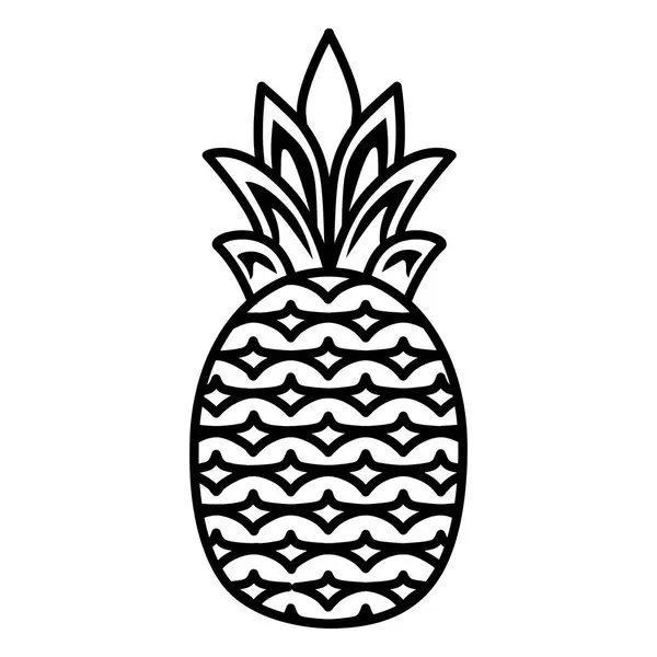 Pineapple Fruit Line Art Vector Style - Stok Vektor