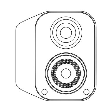 Satır sanatı vektör tarzında klasik bir kitaplık stili stereo hoparlörü
