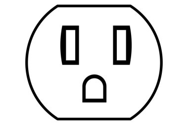 Kuzey Amerika veya ABD elektrik prizi soketi şekil simgesi vektörü