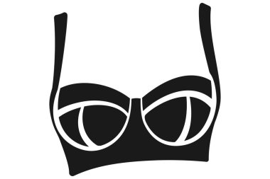 Black bra icon in silhouette vector drawing clipart