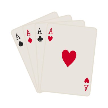 Kupa, elmas, sinek ve maça da dahil olmak üzere dört as takımı da vektöre yayıldı