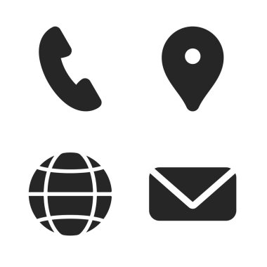 Telefon, konum, web sitesi ve e- posta simgelerini içeren bir işle iletişim kurmak için iş simgeleri ayarlandı