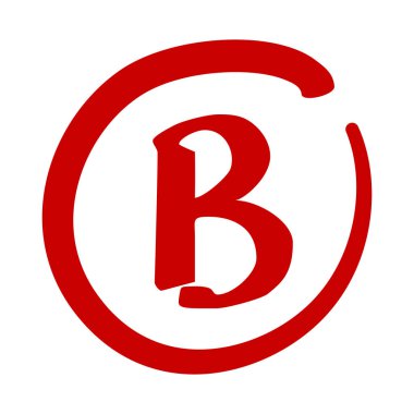 Sınav için B notu veya kırmızı işaret vektörüyle yazılmış ev ödevi