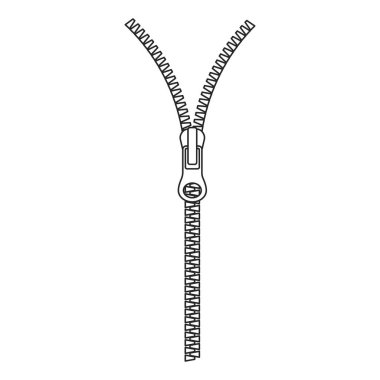 Gerçekçi düz fermuar açılıp yarı açık dış hat vektörü