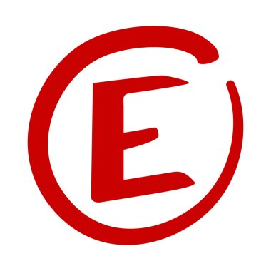 Sınav için verilen E notu veya kırmızı işaret vektörüyle yazılmış ev ödevi