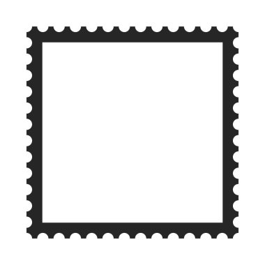 Kenarları delinmiş kare biçiminde posta pulu vektör siluet çerçevesi