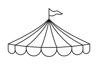 Büyük bir çadır çizim çizimi çizimi çizimi için klasik çizgili tuval güneşliği