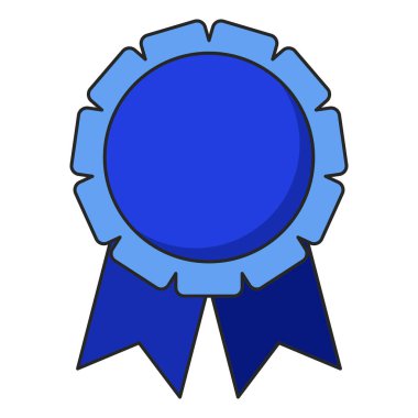 Başarı vektörü illüstrasyonu için kurdeleli boş bir mavi ödül rozeti