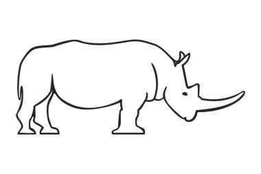 Boynuzlu Gergedan ya da Gergedan 'ın sanat tarzı vektörünün yanında