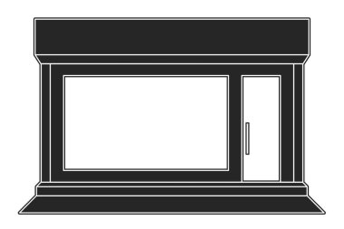 Pencere silüetinde kopya alanı olan klasik tarz ticari mağaza önü