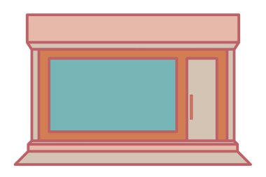 Pencere vektöründe kopyalama alanı olan klasik tarz ticari mağaza önü