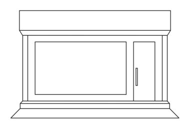 Pencere çizgisi sanat vektöründe kopyalama alanı olan klasik tarz ticari mağaza önü