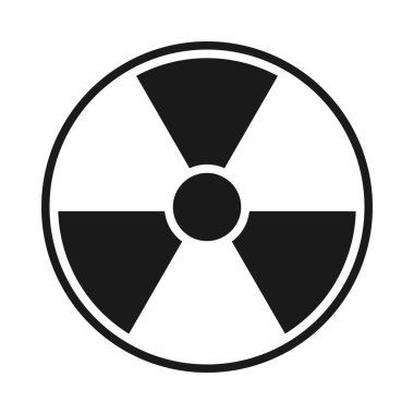 Nükleer güç veya radyoaktif madde tehlike işareti sembolü siyah ve beyaz vektör