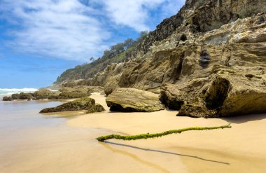 Summer landscape views of beautiful Frenchmans Beach on Stradbroke Island in Queensland, Australia clipart