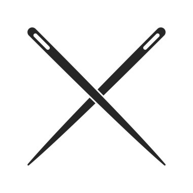 Silüet simgesi vektörünün üzerinden iki düz dikiş iğnesi geçti