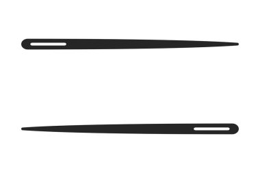 İki dikiş iğnesi zıt yönlere dönük. İkisinin arasında kopya alanı olan bir sınır oluşturuyorlar.