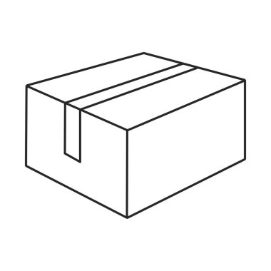 Taslak vektör içinde mühürlü bir karton kutunun paket teslim simgesi