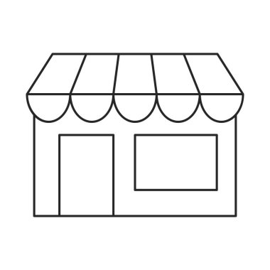 Şirin dükkan önünün depolama simgesini tıklamak ve çevrimiçi alışveriş kavramı ana hatları vektörü toplamak için toplayın