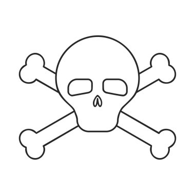 Taslak vektörde basit kafatası ve çapraz kemik simgesi