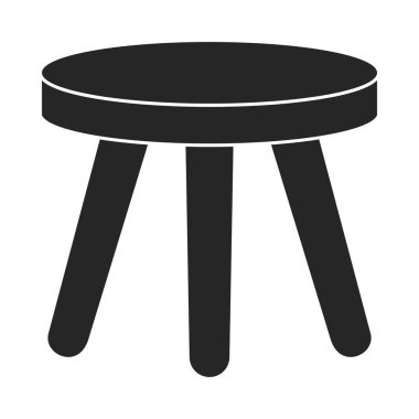 Silüet vektöründe üç ayaklı basit tahta tabure