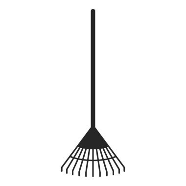 Leaf Rake for gardening in silhouette vector icon