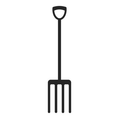 Bir siluet vektör simgesinde bahçe çatalı ya da çatal kazma aracı
