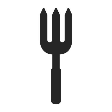 Silüet vektör simgesinde yabani otları ayıklamak için bahçe çatalı el aracı