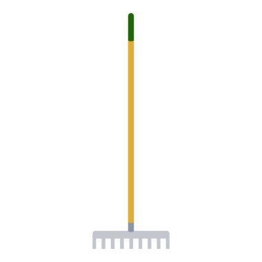 Vektör simgesinde bahçıvanlık yapmak için düz başlı bahçe tırmığı