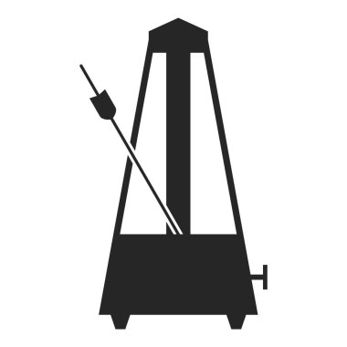 Doğru zamanlama ve tempo siluet vektörü için klasik siyah mekanik metronomu